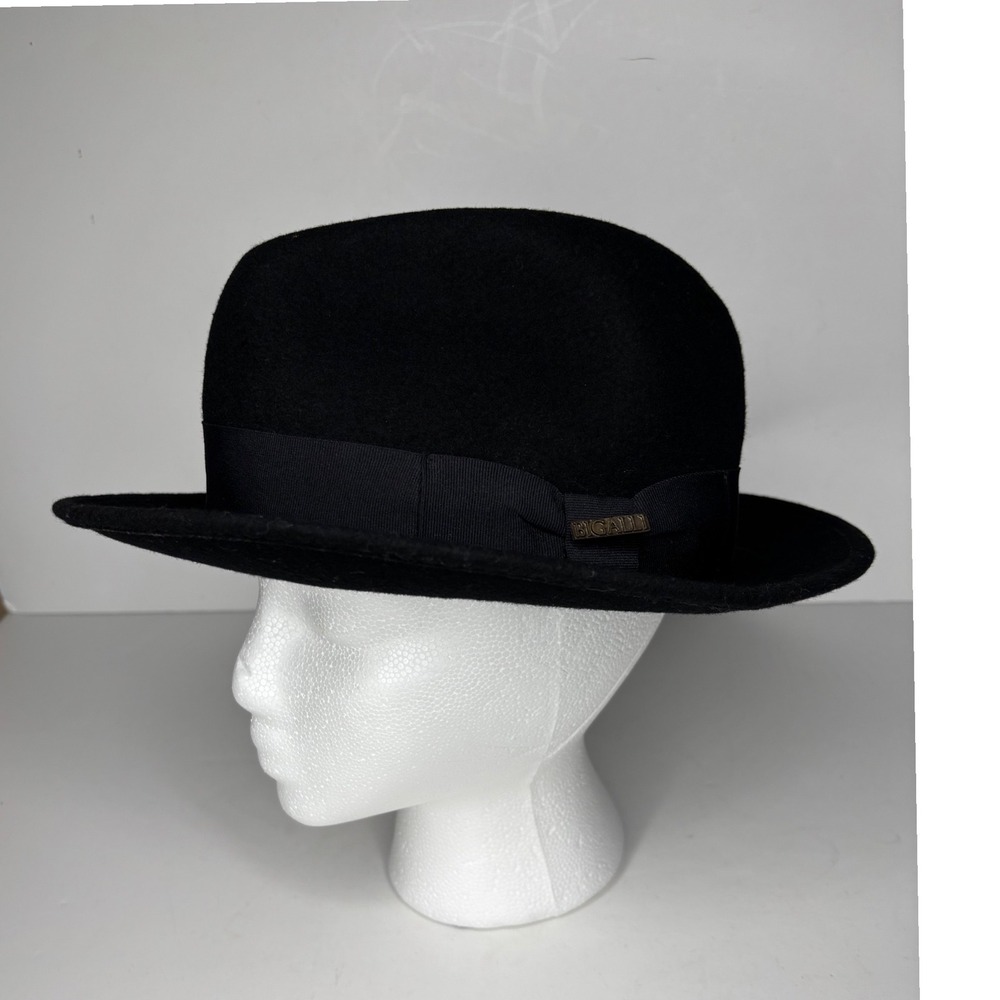 Bigalli Fedora Hat Women Medium Black 100% Wool Felt Water Repellent Ecuador